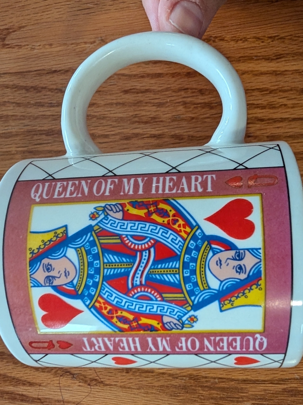 80s To 90s Vintage Queen of My Heart Playing Card White Mug
